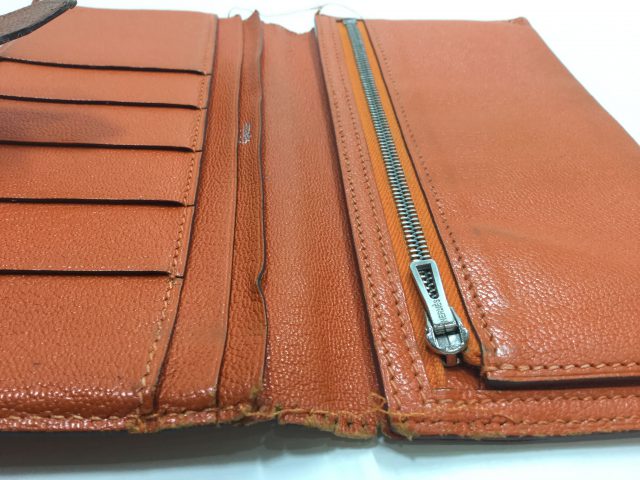 エルメス（Hermès）のお財布のベルト・ループ作成、ほつれ縫いが完了しました（愛知県名古屋市M様）before03